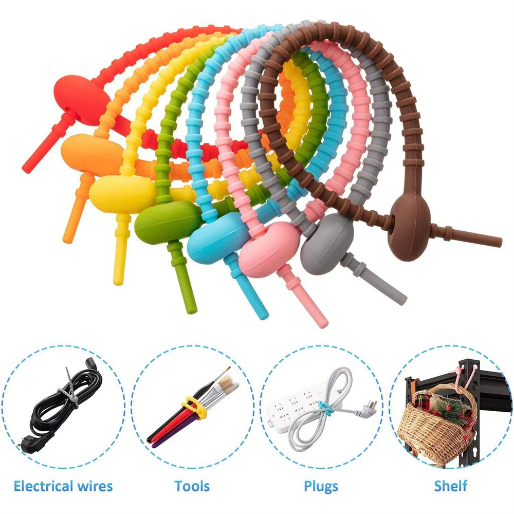 10Pcs/Lot Multi Color Silicone - Gear Tie Reusable recension och pris